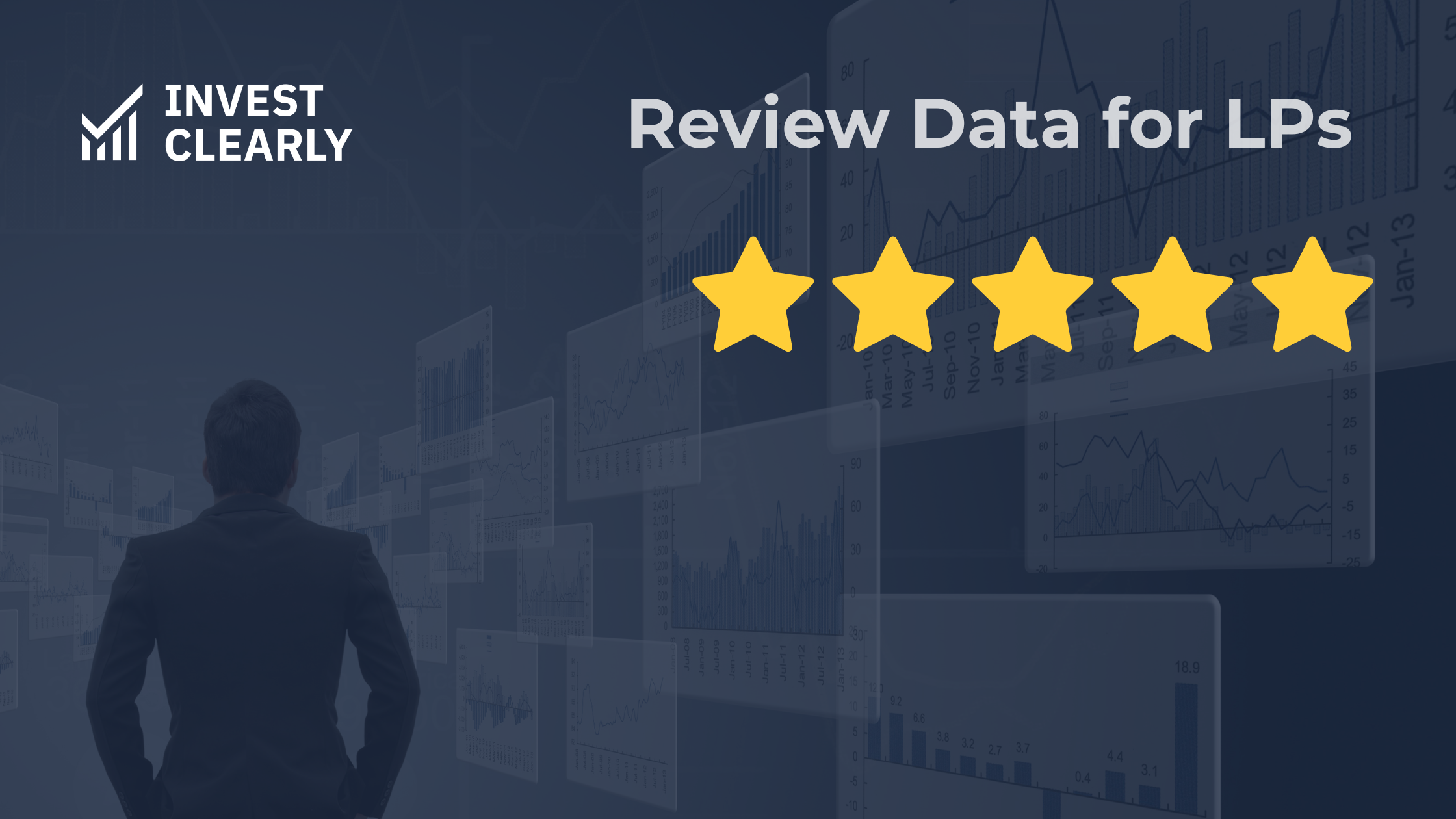 image with dark background with 5 stars that says Review Data for LPs